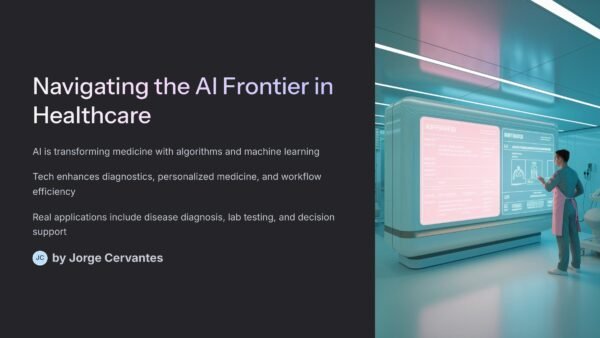 futuristic medical facility with AI interfaces, doctor reviewing patient data on holographic display, soft blue lighting, clean modern aesthetic